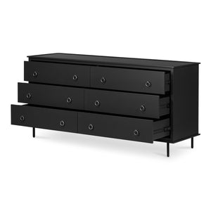 Reagan 6 Drawer Dresser Black with Metal Handles