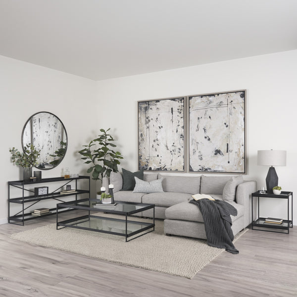Trey Black Metal W/Glass Accent Table