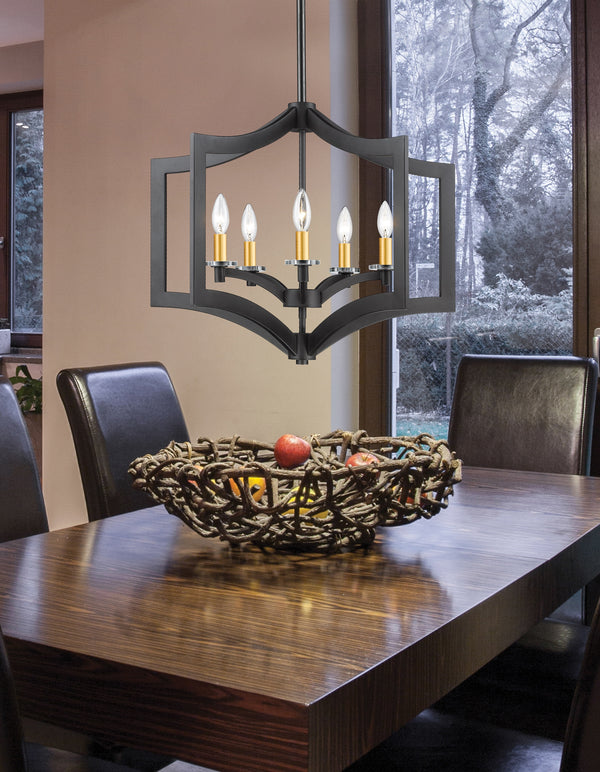 Zander 5 Light Pendant in Bronze Finish