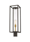 Dunbroch 1 Light Outdoor Post Mount Fixture in Deep Bronze + Outdoor Brass Finish
