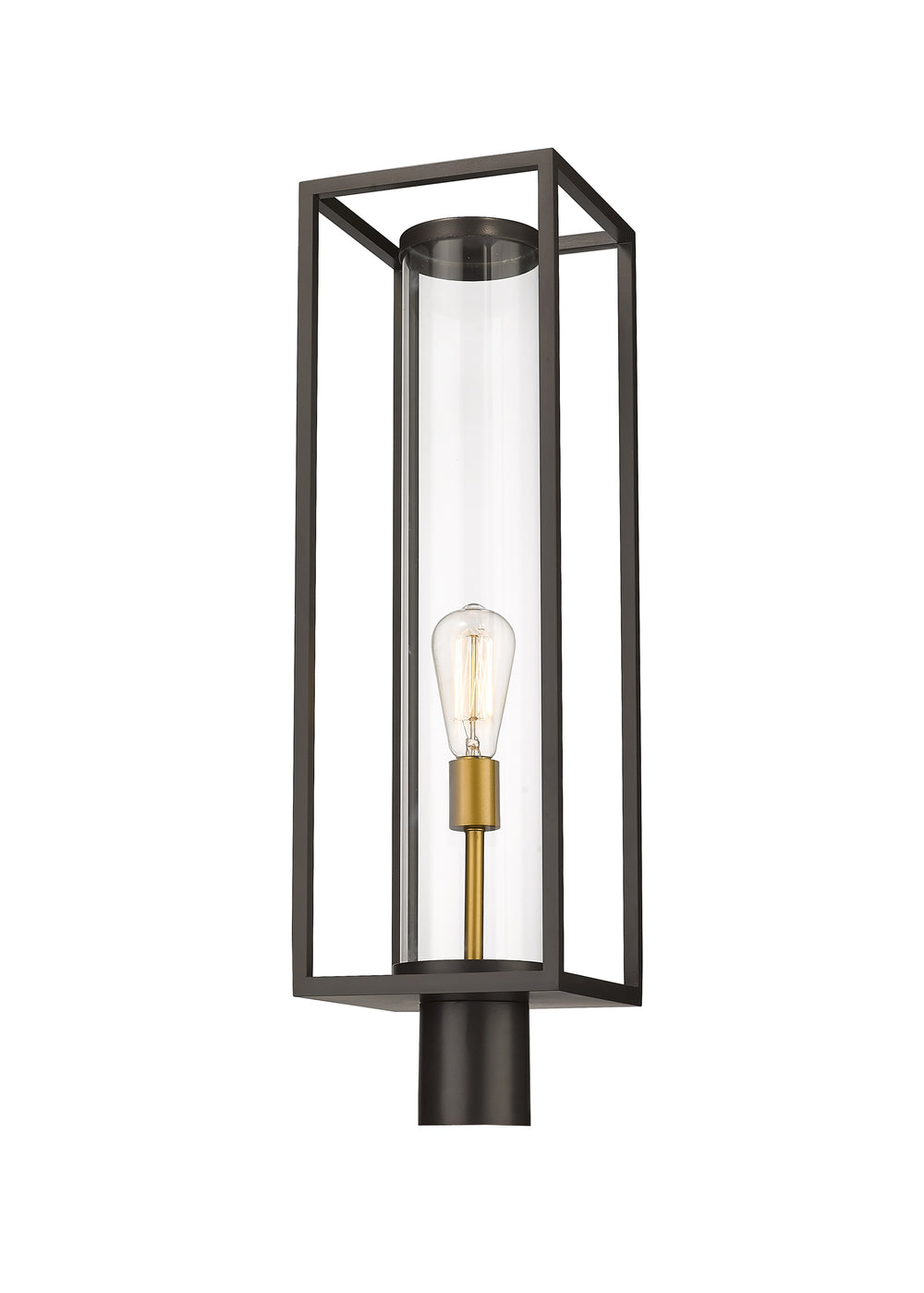 Dunbroch 1 Light Outdoor Post Mount Fixture in Deep Bronze + Outdoor Brass Finish
