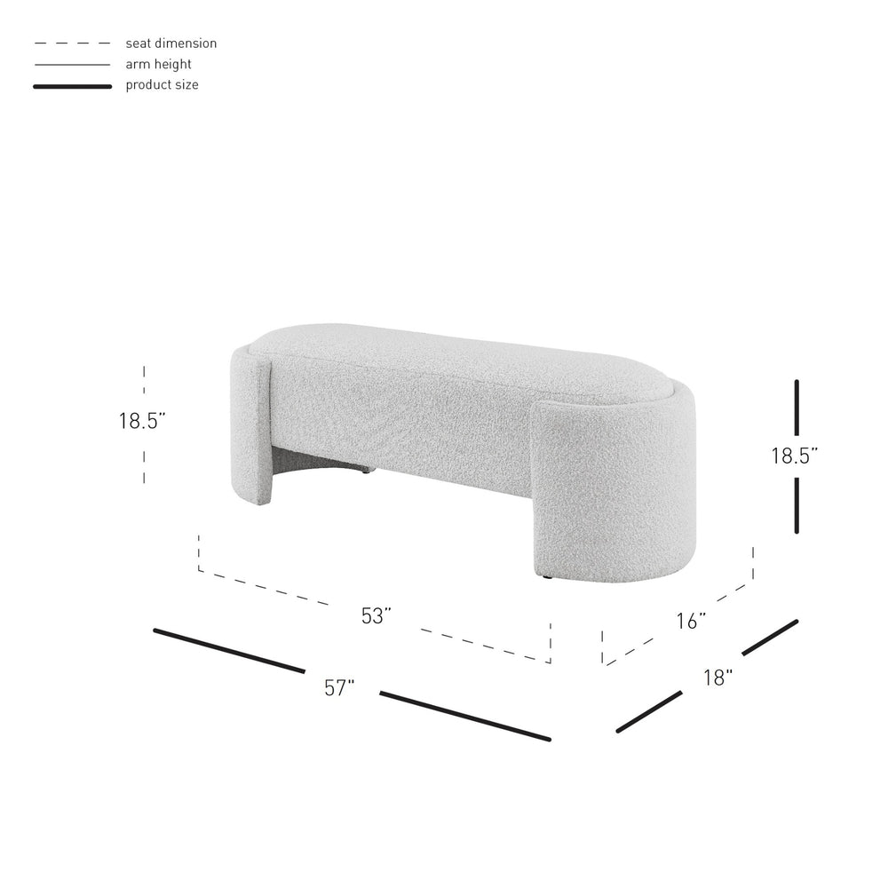 Felicia Fabric Bench, Boucle Beige