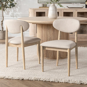 Tiber Upholstered Dining Chair Set of 2 in Cream Washed