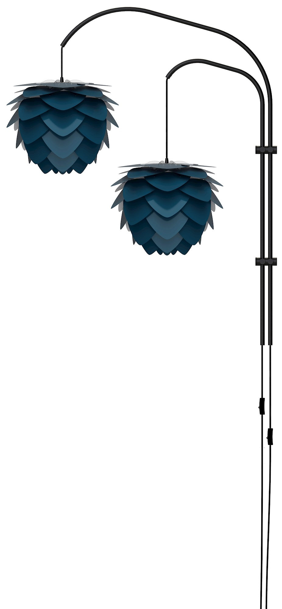 Aluvia Mini 2-Light Wall Lamp in Petrol with Black Wall Hanger