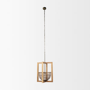Kiley Warm Wood Basket Lantern Pendant Light