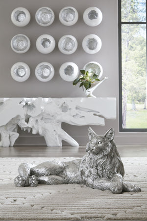 Cat Sculpture, Silver Leaf