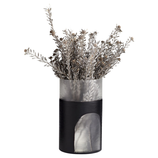 Large Ominous Frost Vase in Clear and Black