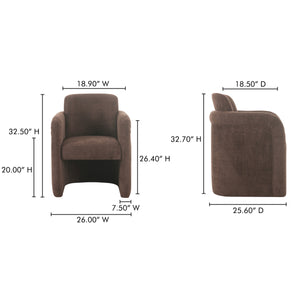 Moe's Mesto Rolling Dining Chair Dark Brown