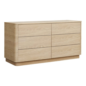 Moe's Round Off Six-Drawer Light Oak Dresser