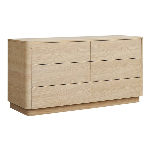 Moe's Round Off Six-Drawer Light Oak Dresser
