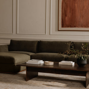 Moe's Rue Slipper Chair in Deep Green with Feather-Fill