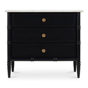 Eleanor Nightstand in Black with Marble Top