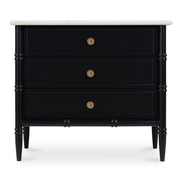 Eleanor Nightstand in Black with Marble Top
