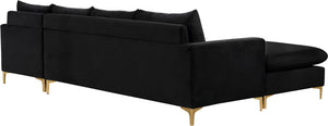 Lucy 2pc. Reversible Sectional In Black Velvet