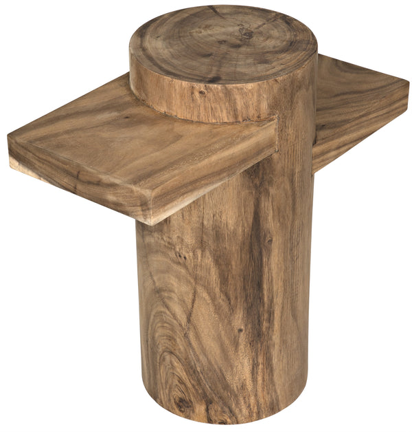 Tabula Munggur Wood Side Table with Semi-Gloss Finish