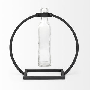 Monica II Tall Black Metal Glass Bottle Vase