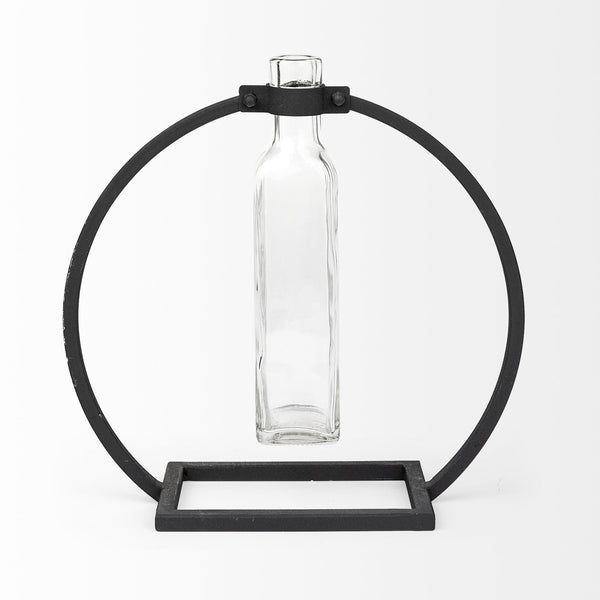 Monica II Tall Black Metal Glass Bottle Vase