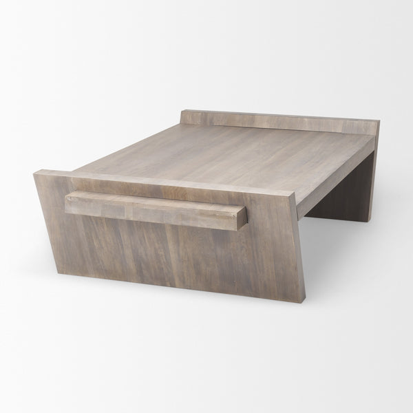 Elaine 59x36 Brown Solid Wood Top & Base Coffee Table