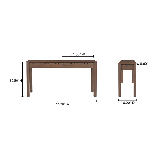 Moe's Wiley Console Table with Scalloped Edge, Brown