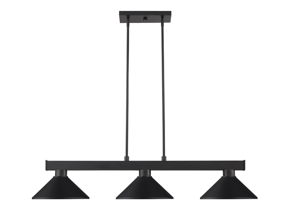 Cobalt 3 Light Billiard Light in Matte Black Finish