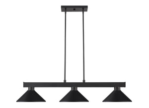 Cobalt 3 Light Billiard Light in Matte Black Finish