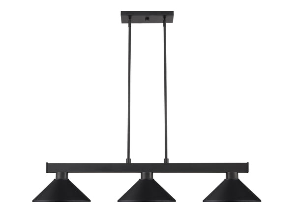 Cobalt 3 Light Billiard Light in Matte Black Finish