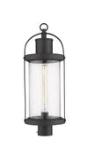 Roundhouse 1 Light Outdoor Post Mount Fixture in Black Finish