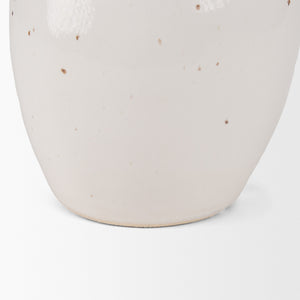 Urvi Tall Off White Speckled Asymmetrical Ceramic Vase
