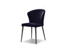 ARIEL Dining Chair in navy velvet fabric/black powder coated legs