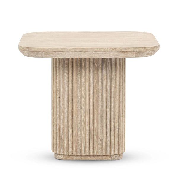 Vander Solid Wood Square End Table in Cream Washed