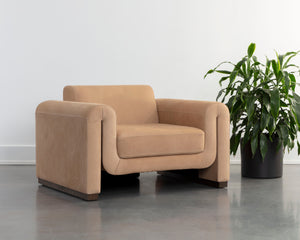 ROMER ARMCHAIR - DISTRESSED BROWN - NUBUCK TAN LEATHER