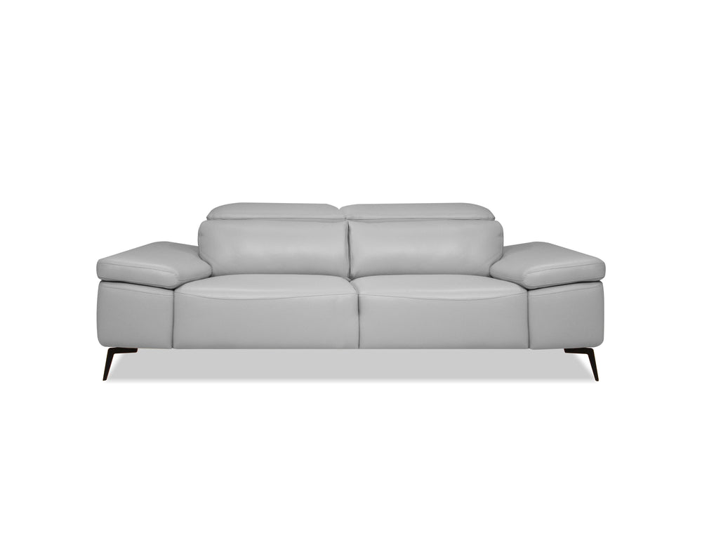 CAMELLO Leather Sofa in Silver leather/blk PC legs