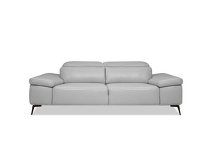 CAMELLO Leather Sofa in Silver leather/blk PC legs