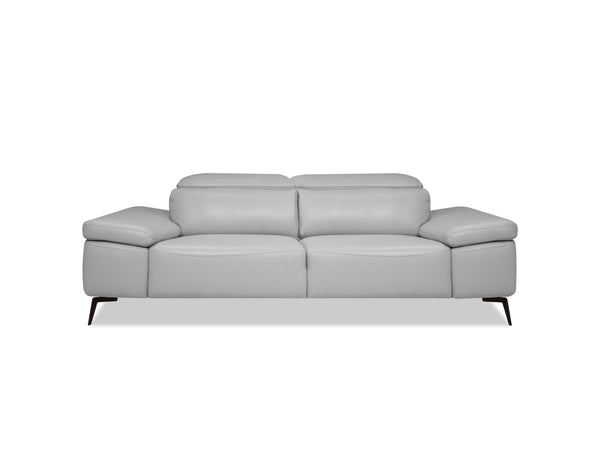 CAMELLO Leather Sofa in Silver leather/blk PC legs