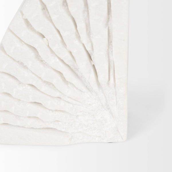 Stept White Marble Bookends w/rough carving (set of 2)