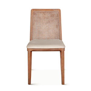 Simone 30" Upholstered Off-White Cane Back Dining Chair