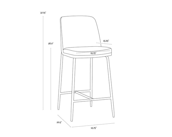 ZEKE COUNTER STOOL - ANTIQUE BRASS - BERGEN IVORY