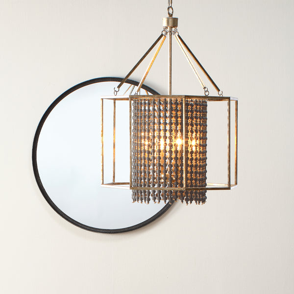 Refined Iron Round Wall Mirror, Black