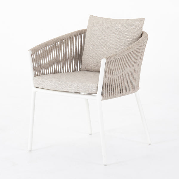 Porto Outdoor Dining Chair-White/Sand