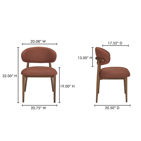 Ellie Dining Chair in Rust Upholstery
