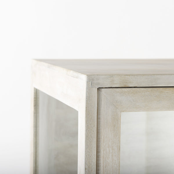 Arelius 36L x 18.75W x 63H White Wood W/ Gold Metal Base Display Cabinet