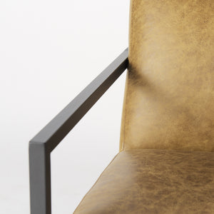 Armelle II Brown Leather Seat w/Gray Metal Frame Accent Chair