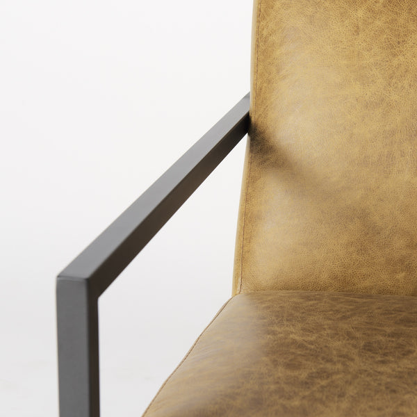 Armelle II Brown Leather Seat w/Gray Metal Frame Accent Chair