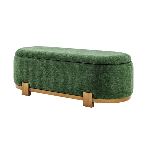 Ayleen Chenille Storage Bench, Seneca Green 