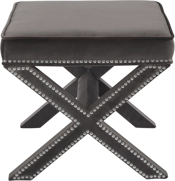 Alan Ottoman/Bench In Grey Velvet