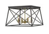 Trestle 4 Light Flush Mount in Matte Black + Olde Brass Finish