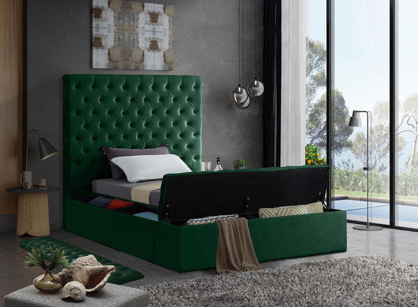 Randal Twin Bed In Green Velvet