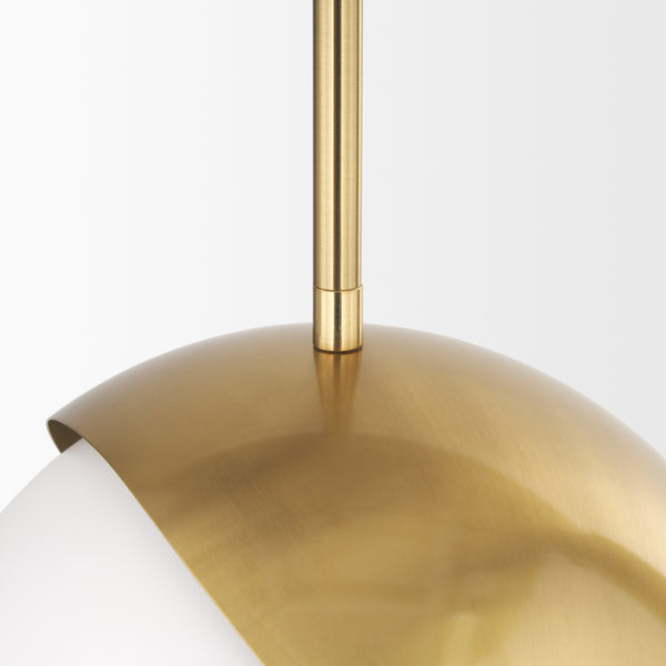 Cybill Brushed Brass w/ White Metal Shade 1-Light Wall Pendant