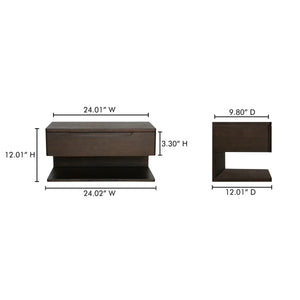 Jonah Floating Nightstand in Dark Brown