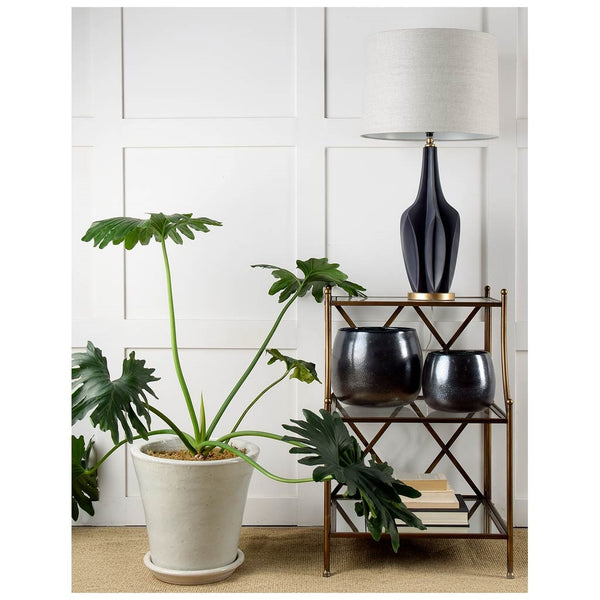 Bravar III 30" Gray-Blue Resin Base w/ Gray Fabric Shade Table Lamp